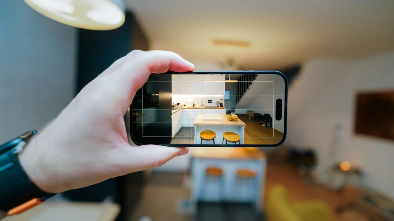 A person taking a picture of a living room